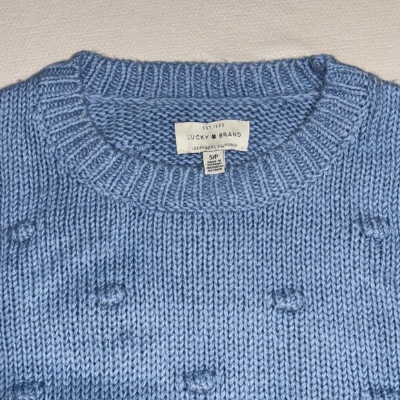 Lucky Brand Blue Bobble Knit Sweater Women’s S Textured Pullover Crew Neck Y2K - Picture 4 of 8